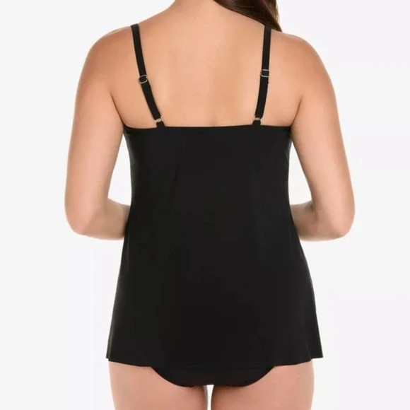 MIRACLESUIT ROCK SOLID MARINA UNDERWIRE TANKINI TOP IN BLACK SIZE 10 - Picture 3 of 13
